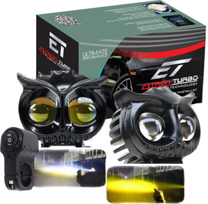 eltron turbo fog light owl shape with free switch pack of 2 fog lamp car motorbike led 12 v 20 w universal for car universal for bike pack of 2