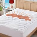 ELVEN HOME Full Size Mattress Pad for Pain Relief, Quilted Fitted Cooling Mattress Topper for Double Bed, Pillow Top Mattress Protector Cover with 8-21" Deep Pocket (54x75 inch, White)