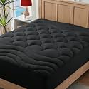 ELVEN HOME Full Size Mattress Pad for Pain Relief, Quilted Fitted Cooling Mattress Topper for Double Bed, Pillow Top Mattress Protector Cover with 8-21" Deep Pocket (54x75 inch, Black)