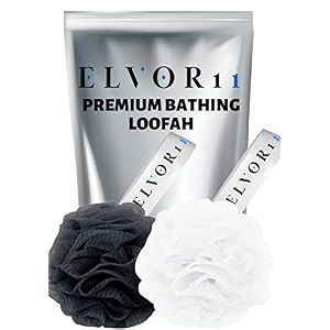 bath loofah  bath shower loofah sponge scrubber exfoliator for women and men  bathing sponge  black amp white