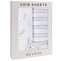 Ely’s &amp; Co. Crib Sheets, Baby Boy Fitted Crib Mattress Sheet Set, 2 Pack, 100% Jersey Knit Cotton, Infant and Toddler Nursery Bedding, 28” x 52” Dragonflies + Stripes Collection