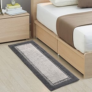 saral home elyeese microfiber durable amp washable multipurpose bedside runner for homekitchenliving arealobbyoffice entrance with anti skid backing  non-slip amp quick-drying mats grey 40x110 cm