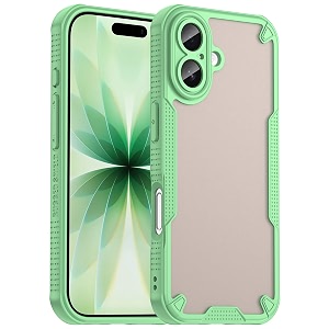 elzzi semi-transparent frosted back cover for iphone 17 case pc  tpu finish protective slim matte shockproof with anti-fingerprint phone back cover for men amp women - green
