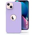 Elzzi Microfiber Logo Cut Cover Compatible for iPhone 13 Case Cushion Liquid Soft Silicone Gel Rubber Phone Cases Non-Slip Full Body Protective Shockproof Back Cover 6.1 inch, Purple