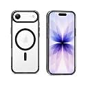 Elzzi Translucent Clear Back Cover Compatible with iPhone 17 Air, PC Shockproof Scratch Resistant, Non-Yellowing, Support Mag-Safe Wireless Magnetic Charging Case - Black
