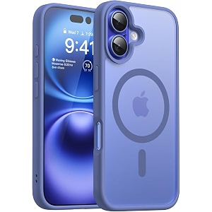 elzzi magnetic magsafe for iphone 16 case compatible with magsafe slim translucent matte shockproof with anti-fingerprint phone caseofficial blue