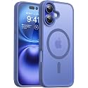 Elzzi Magnetic Magsafe for iPhone 16 Case (Compatible with MagSafe) Slim Translucent Matte Shockproof with Anti-Fingerprint Phone Case,Official Blue