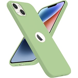 elzzi liquid silicone cover compatible with iphone 14 case 61 inch 3 layer microfiber logo cut lining covers phone cases full body protective wireless charging shockproof back cover matcha green