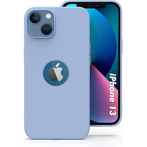 elzzi microfiber logo cut cover compatible for iphone 13 case cushion liquid soft silicone gel rubber phone cases non-slip full body protective shockproof back cover 61 inch off blue
