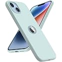 Elzzi Liquid Silicone Cover Compatible with iPhone 14 Case (6.1 inch) 3 Layer Microfiber Logo Cut Lining Covers Phone Cases Full Body Protective Wireless Charging Shockproof Back Cover (Mint Green)