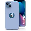 Elzzi Microfiber Logo Cut Cover Compatible for iPhone 13 Case Cushion Liquid Soft Silicone Gel Rubber Phone Cases Non-Slip Full Body Protective Shockproof Back Cover 6.1 inch, Off Blue