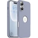 Elzzi Microfiber Logo Cut Cover Compatible for iPhone 16 Case Liquid Silicone Covers Shockproof Back Cover with High Raised Camera Lips - Lavender Grey