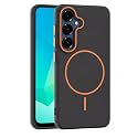 Elzzi Magnetic Case for Samsung Galaxy A16, Lychee Texture [Compatible with MagSafe] Premium PC+TPU Back Cover with Anti-Yellow Microfiber Inner Lining, Shockproof Slim Protective Phone Case (Black)