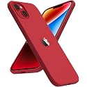Elzzi Liquid Silicone Cover Compatible with iPhone 14 Case (6.1 inch) 3 Layer Microfiber Logo Cut Lining Covers Phone Cases Full Body Protective Wireless Charging Shockproof Back Cover (Red)