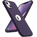 Elzzi Microfiber Logo Cut Cover Compatible for iPhone 13 Case Cushion Liquid Soft Silicone Gel Rubber Phone Cases Non-Slip Full Body Protective Shockproof Back Cover 6.1 inch, Deep Purple