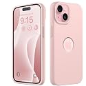 Elzzi Microfiber Logo Cut Cover Compatible for iPhone 14 Case Liquid Silicone Covers Shockproof Back Cover with High Raised Camera Lips - Sand Pink