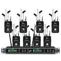 W IN-MIX UHF Wireless in Ear Monitor System,2 Channel with 8 Bodypacks Mono IEM System, PLL Technology, 300ft Range, Ultra-Low Latency for Live Stage, Recording Studio &amp; Musicians