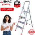 EMAC Aluminium 4 Steps Folding Ladder for Home, Shop & Office Use Slip Resistant Step Aluminium Ladder