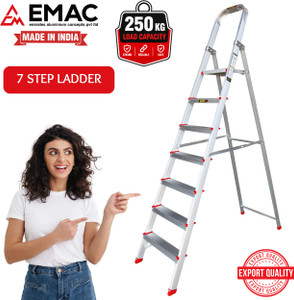 emac aluminium heavy-duty 7 steps ladder for home-656 feet200 cm anti slip folding aluminium ladder