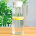 Glass Water/Juice Jug Pitcher Carafe with Handle and Plastic Lid for Drinking Beverages, Serving Kitchen and Dining/Tableware-Milk, Juice, Water-1300ml (Hexa jug)