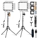 EMART 2-Pack 15W LED Video Light Kit with Phone Holder & Barndoor