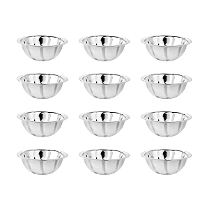 embassy stainless steel curve light-weight mixing bowl size 1 pack of 12 700 ml 17 cms bowls for storing serving ideal for gifting thinner gauge