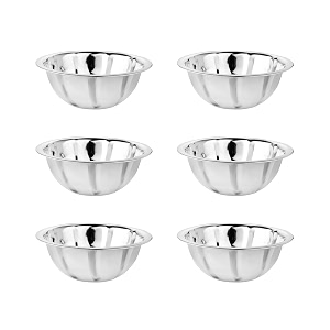 embassy stainless steel light-weight curve mixing bowls for kitchen  size - 1  capacity - 700 ml  pack of 6  bowls for baking mixing atta storing and serving  ideal for gifting