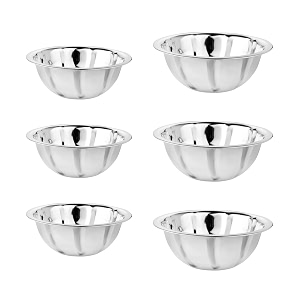 embassy stainless steel light-weight curve mixing bowls for kitchen pack of 6  size - 1 700 ml and 2 1000 ml each 3 pieces  bowls for baking mixing atta storing amp serving  ideal for gifting