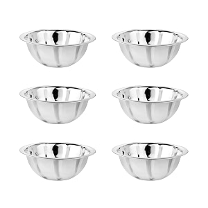 embassy stainless steel light-weight curve mixing bowls for kitchen  size - 2  capacity - 1000 ml  pack of 6  bowls for baking mixing atta storing and serving  ideal for gifting
