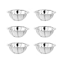 EMBASSY Stainless Steel Light-Weight Curve Mixing Bowls for Kitchen | Size - 1 | Capacity - 700 ml | Pack of 6 | Bowls for Baking, Mixing Atta, Storing and Serving | Ideal for Gifting