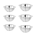 EMBASSY Stainless Steel Light-Weight Curve Mixing Bowls for Kitchen Pack of 6 | Size - 1 (700 ml) and 2 (1000 ml) Each 3 Pieces | Bowls for Baking, Mixing Atta, Storing & Serving | Ideal for Gifting