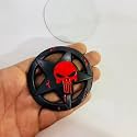 Emblems for Car &amp; Bike Metal Lo.go and Grill Me.tal Lo.go, Auto Accessories for Car Emblem 3D Badge Auto Racing Sport Sticker Grand Tourer Decal. (Round Star Skull Black RED Punisher)