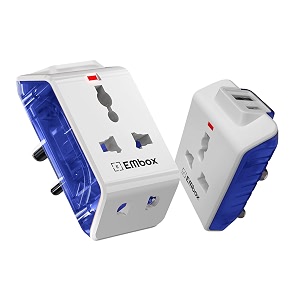 embox multi plug adapter with usb ports type c amp a  universal 2-pin plug socket  multi usb charger adapter compact fast charging power adapter plug for phones tablets amp devices pack of 2