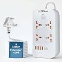 Embox Extension Board 5 Meter Cable with USB Type C | Extension Board with Switches Spike Guard 4 Universal Sockets Extension Cord | Safety Shutter LED Indicator-2500W