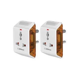 embox multi plug adapter with usb ports  universal 2-pin plug socket  multi usb charger adapter with usb-a amp type-c  compact fast charging power adapter plug for phones tablets amp devices pack of 2