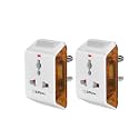 Embox Multi Plug Adapter with USB Ports | Universal 2-Pin Plug Socket | Multi USB Charger Adapter with USB-A &amp; Type-C | Compact Fast Charging Power Adapter Plug for Phones, tablets &amp; Devices Pack of 2
