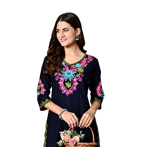 Embroidered Chikankari Kurti with Kashmiri Aari Work