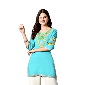 Embroidered Chikankari Kurti with Kashmiri Aari Work