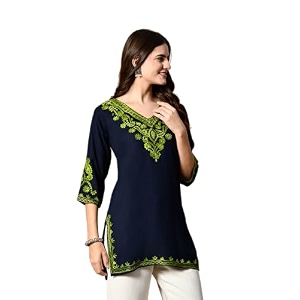 Embroidered Chikankari Kurti with Kashmiri Aari Work