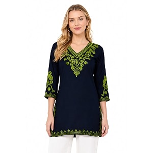 Embroidered Chikankari Kurti with Kashmiri Aari Work