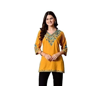 Embroidered Chikankari Kurti with Kashmiri Aari Work