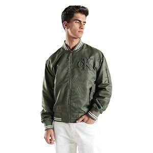 Embroidered logo regular fit nylon jacket
