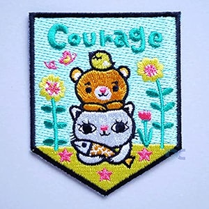 1 pc cute colorful embroidered iron-on patch cloth sticker trim embellishments diy applique courage