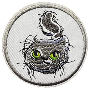 embroidered patch iron-on patch diy clothes sticker trim embellishments applique cute grey cat