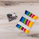 Embroidery Floss Trim Set – 12 Skeins, 8.7 Yards Each – Assorted Sequins &amp; Beads, 2 Needles, Sewing Thread &amp; Stitch Diagrams