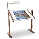 Embroidery Stand, Height Adjustable Cross Stitch Holder Wooden Embroidery Hoop Table Lap Stand for Needlepoint Stitching Sewing Craft