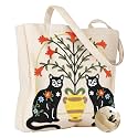 Miss Adola Embroidery Canvas Tote Bag with Pocket &amp; Buckle