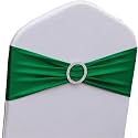 Emerald Green Chair Sashes 100 Pack, Dark Green Spandex Chair Sashes for Christmas Reception Decor, Chairs Bands Bows for Party Banquet Theme Decorations