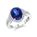 Emerald/Sapphire/Ruby/Tourmaline Rings for Women, 925 Sterling Silver Gemstone Engagement Anniversary Ring Big 6.5-8.5 Carat Birthstone Ring, Size 6 to 10 (Send Gift Box)