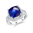 Emerald/Sapphire/Ruby/Tourmaline Rings for Women, 925 Sterling Silver Gemstone Engagement Anniversary Ring Big 6.5-8.5 Carat Birthstone Ring, Size 6 to 10 (Send Gift Box)